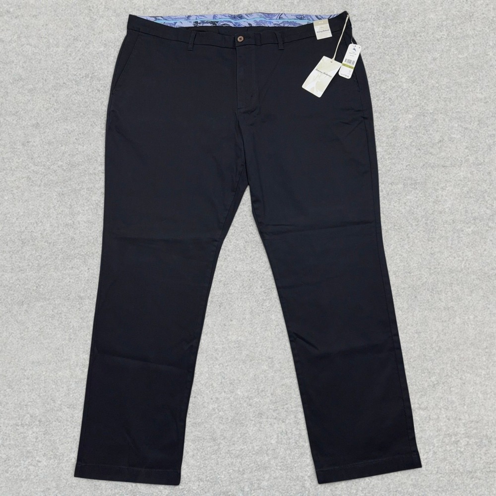 Tommy Bahama Boracay Pants Mens 44x32 Black Chino Flat Front Stretch NWT